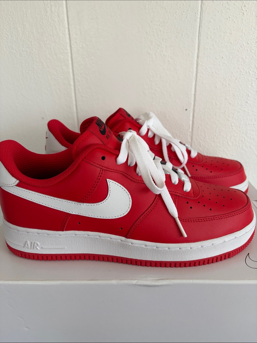 Nike Air Force 1 Low - Red with White Swoosh w/box - Picture 3 of 9